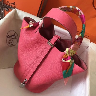 Hermes Rose Lipstick Picotin Lock MM 22cm Handmade Bag TDBS27559