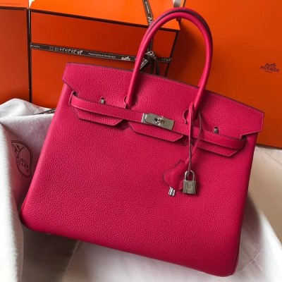 Hermes Rose Red Clemence Birkin 35cm Bag TDBS26312