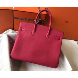 Hermes Rose Red Clemence Birkin 35cm Bag TDBS26312