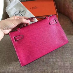 Hermes Rose Red Kelly Pochette Epsom Handmade Bag TDBS27293