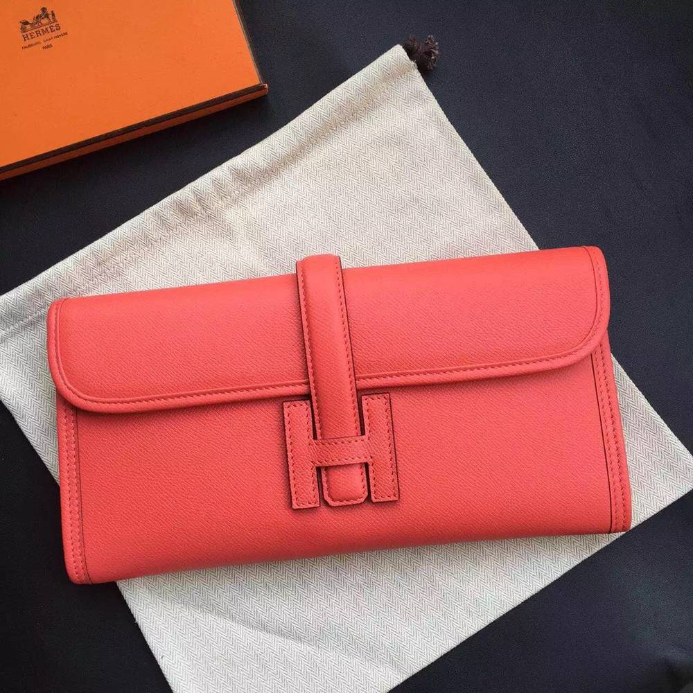 Hermes Rouge Pivoine Epsom Jige Elan 29 Clutch Bag TDBS26621