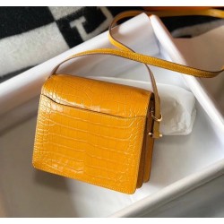 Hermes Roulis Mini Bag In Yellow Embossed Crocodile Calfskin TDBS27639