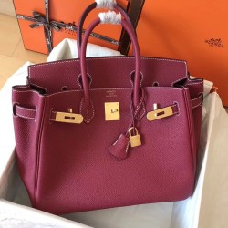 Hermes Ruby Birkin 30cm Clemence Handmade Bag TDBS26314