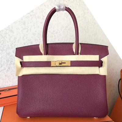 Hermes Ruby Birkin 30cm Clemence Handmade Bag TDBS26315