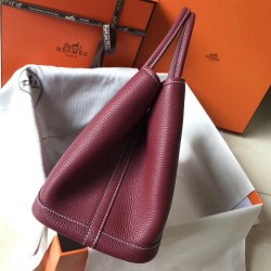 Hermes Ruby Clemence Garden Party 30cm Handmade Bag TDBS26711