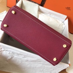 Hermes Ruby Clemence Kelly 28cm Handmade Bag TDBS27296