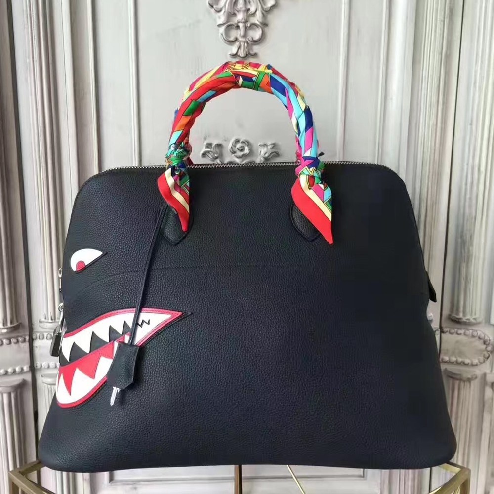 Hermes Shark Bolide 45cm Bag In Black Calfskin TDBS26371