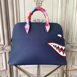 Hermes Shark Bolide 45cm Bag In Blue Calfskin TDBS26372