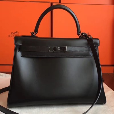 Hermes So Black Box Kelly Retourne 32cm Handmade Bag TDBS27301