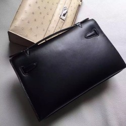 Hermes So Black Kelly Pochette Box Leather Bag TDBS27302