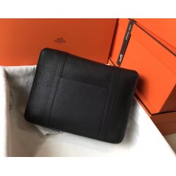 Hermes Steve 35 Messenger Bag In Black Clemence Calfskin TDBS27485