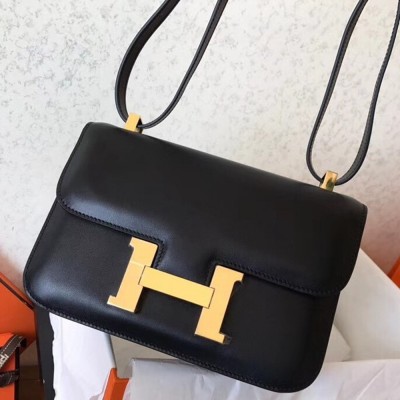 Hermes Swift Constance 24cm Black Handmade Bag TDBS26569