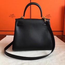 Hermes Swift Kelly 25cm Retourne Handmade Black Bag TDBS27303