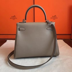 Hermes Swift Kelly 25cm Retourne Handmade Grey Bag TDBS27304