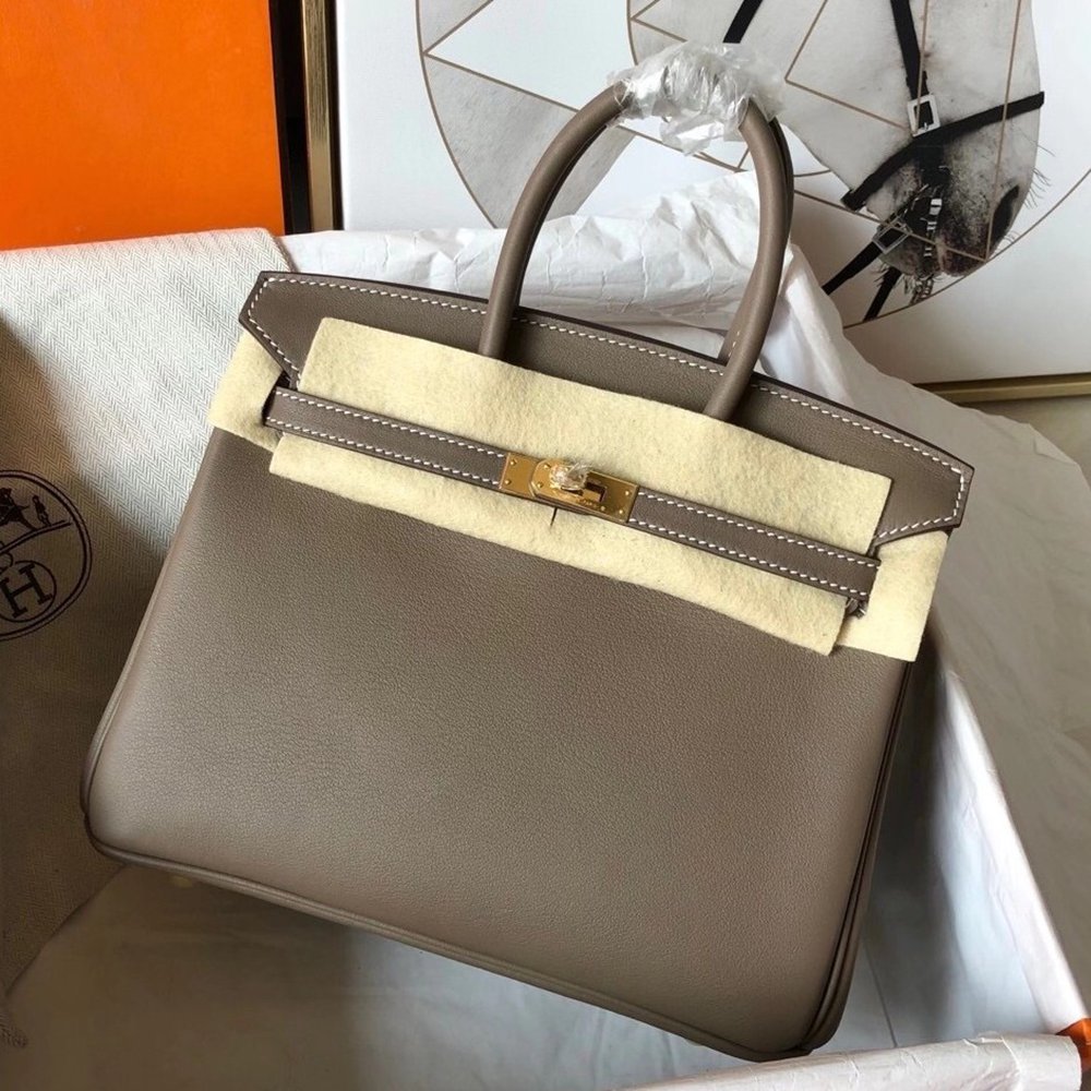 Hermes Taupe Birkin 25cm Swift Handmade Bag TDBS26321