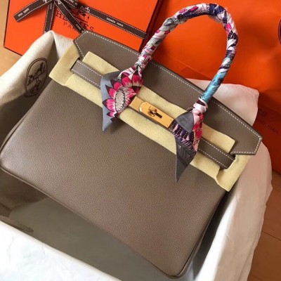 Hermes Taupe Birkin 30cm Epsom Handmade Bag TDBS26323