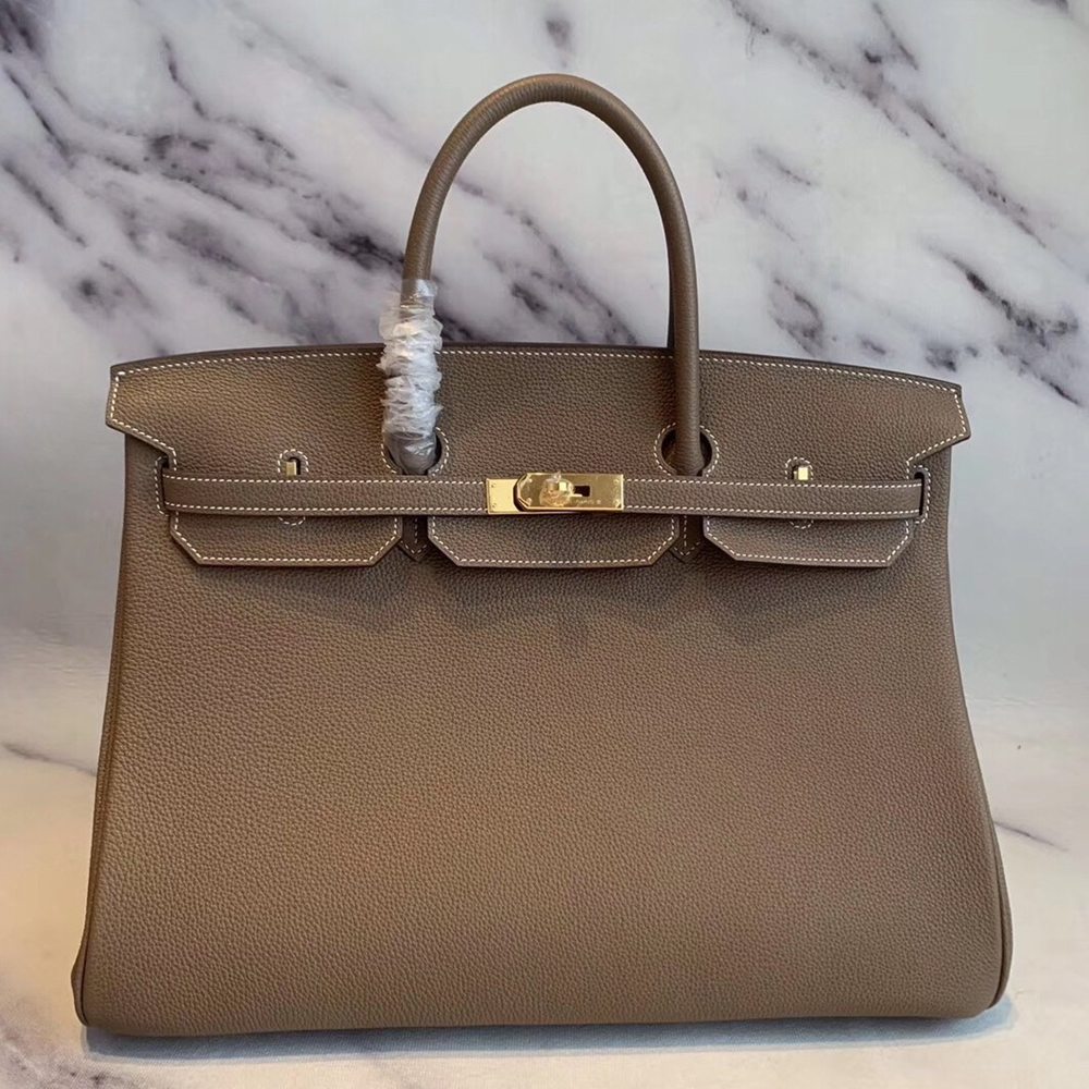 Hermes Taupe Clemence Birkin 40cm Handmade Bag TDBS26327