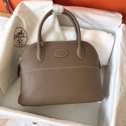 Hermes Taupe Clemence Bolide 27cm Handmade Bag TDBS26434