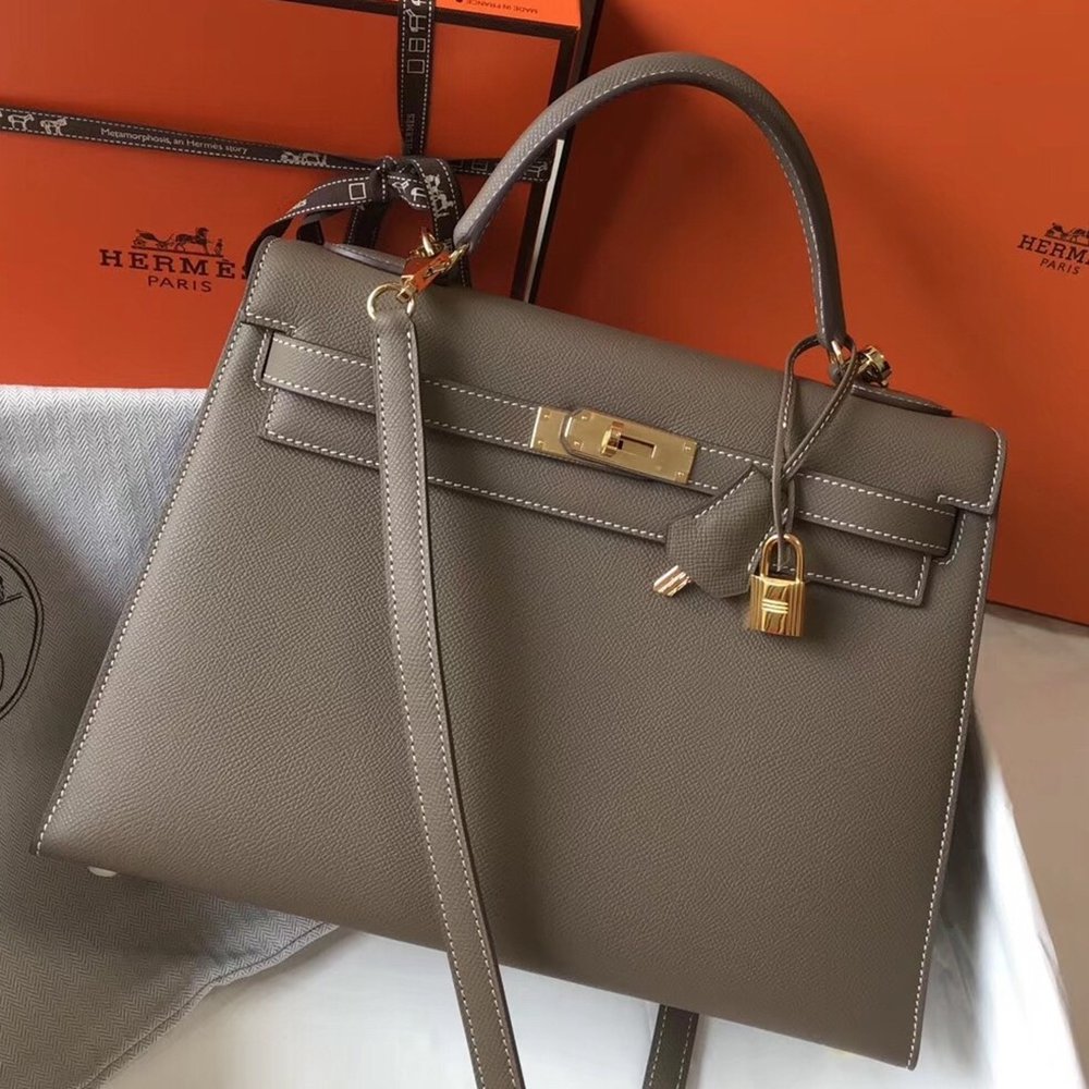 Hermes Taupe Epsom Kelly 32cm Sellier Bag TDBS27311