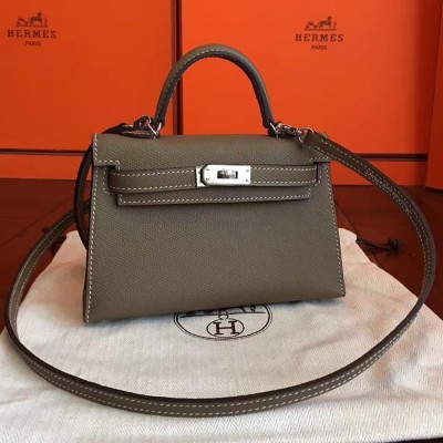 Hermes Taupe Epsom Kelly Mini II Handmade Bag TDBS27313