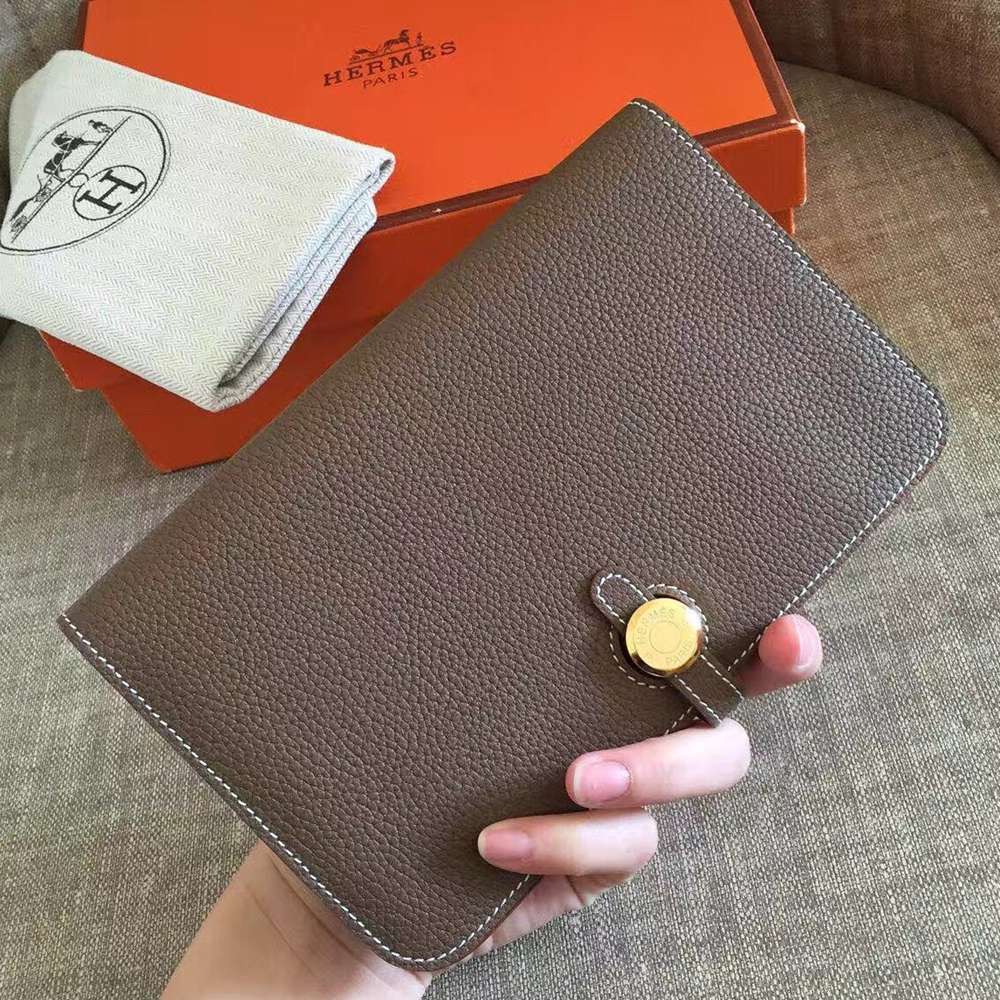 Hermes Taupe Grey Dogon Duo Combined Wallet TDBS27801