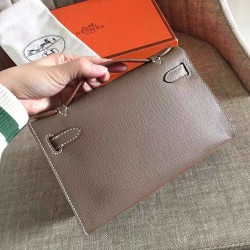 Hermes Taupe Kelly Pochette Epsom Handmade Bag TDBS27315