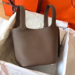 Hermes Taupe Picotin Lock MM 22cm Handmade Bag TDBS27567