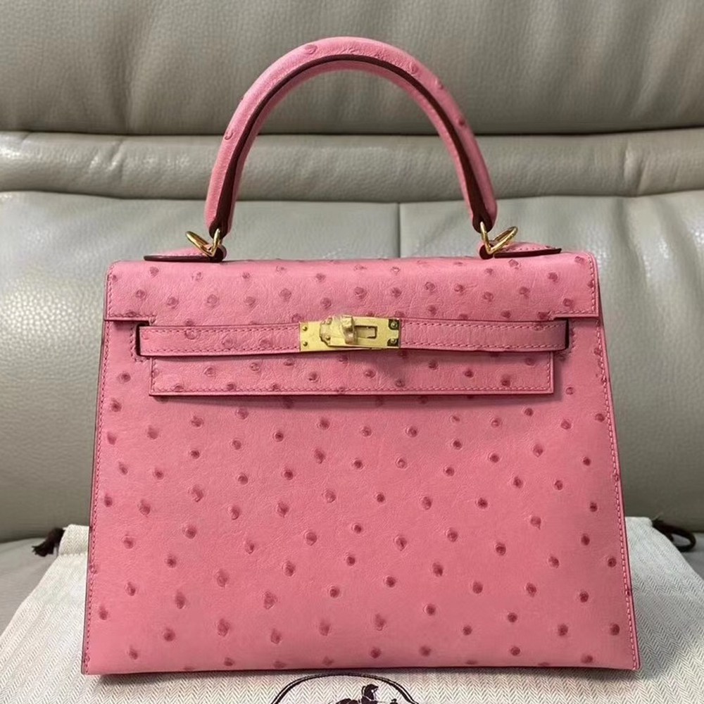 Hermes Terre Cutie Ostrich Kelly 25cm Handmade Bag TDBS27318