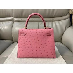 Hermes Terre Cutie Ostrich Kelly 25cm Handmade Bag TDBS27318