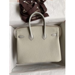 Hermes Touch Birkin 25 Bag in Pearl Grey Togo and Matte Alligator Leather  TDBS26330