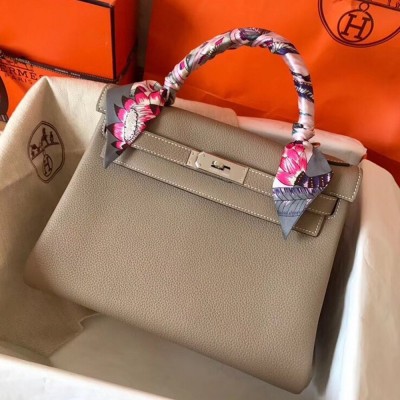 Hermes Tourterelle Clemence Kelly 28cm Handmade Bag TDBS27320