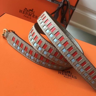 Hermes Tourterelle Tressage Cuir 25MM Bag Strap TDBS27662