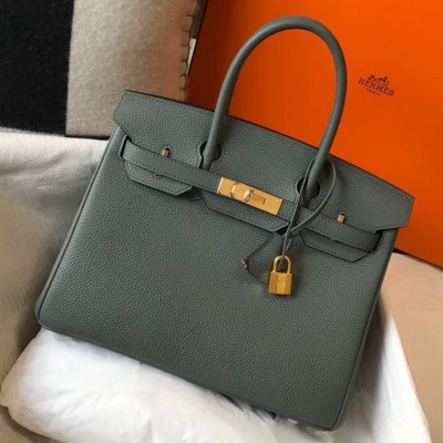 Hermes Vert Amande Clemence Birkin 30cm Bag GHW TDBS26354