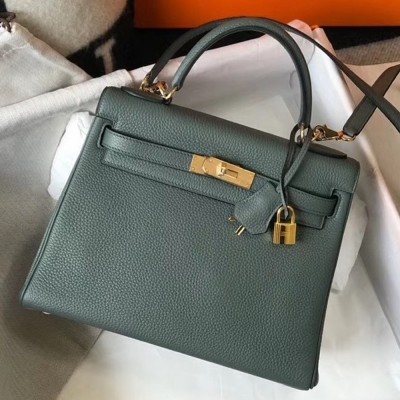 Hermes Vert Amande Clemence Kelly 28cm Bag GHW TDBS27322