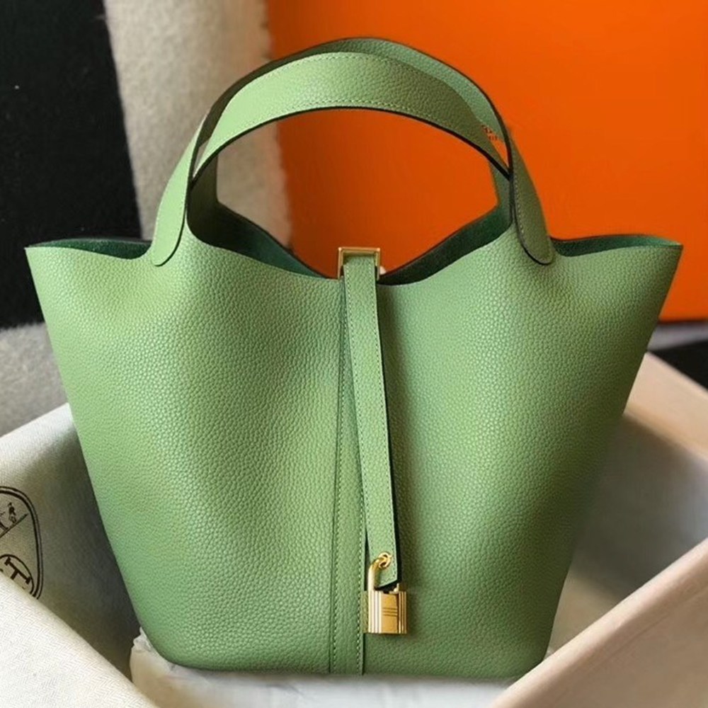 Hermes Vert Criquet Picotin Lock MM 22cm Handmade Bag TDBS27573