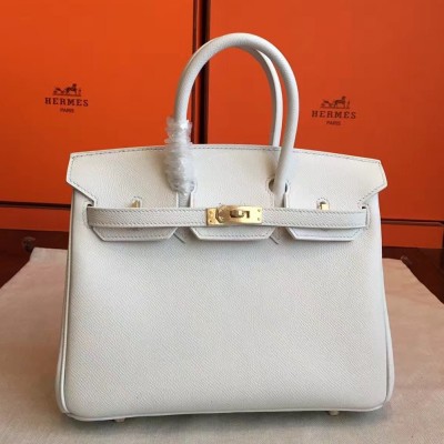 Hermes White Birkin 25cm Epsom Handmade Bag TDBS26357