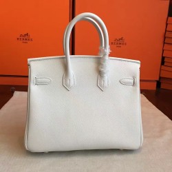 Hermes White Birkin 25cm Epsom Handmade Bag TDBS26357