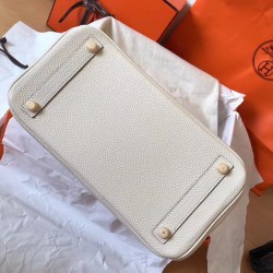 Hermes White Birkin 30cm Clemence Handmade Bag TDBS26358