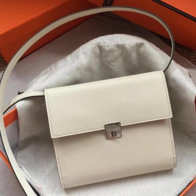 Hermes White Clic 16 Wallet With Strap TDBS27666