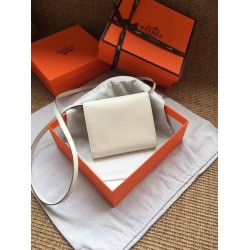 Hermes White Clic 16 Wallet With Strap TDBS27666