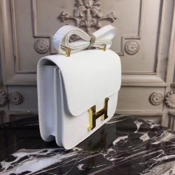 Hermes White Constance MM 24cm Epsom Leather Bag TDBS26573