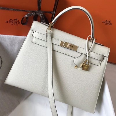 Hermes White Epsom Kelly 32cm Sellier Bag TDBS27333