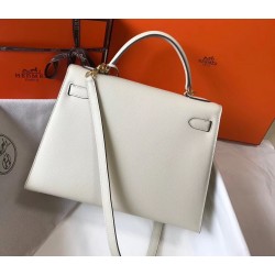 Hermes White Epsom Kelly 32cm Sellier Bag TDBS27333