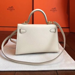 Hermes White Epsom Kelly Mini II Handmade Bag TDBS27335