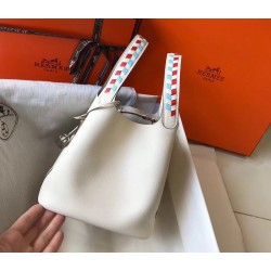 Hermes White Picotin Lock 18 Bag With Braided Handles TDBS27577