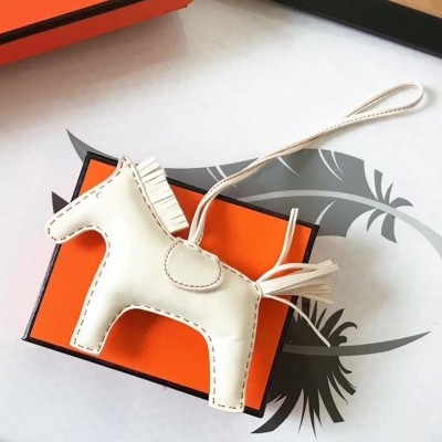 Hermes White Rodeo Horse Bag Charm TDBS27612