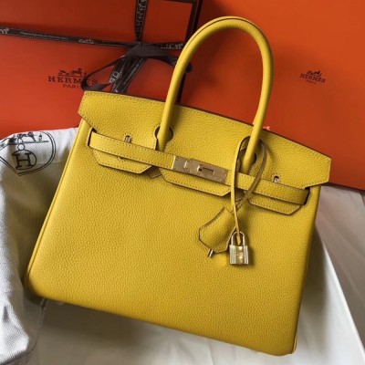 Hermes Yellow Clemence Birkin 30cm Bag TDBS26361