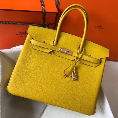 Hermes Yellow Clemence Birkin 35cm Bag TDBS26362