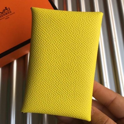 Hermes Yellow Epsom Calvi Card Holder TDBS26399