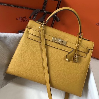 Hermes Yellow Epsom Kelly 32cm Sellier Bag TDBS27341